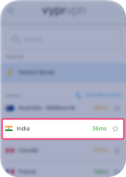 3. Wählen Sie Indien aus der Liste aus